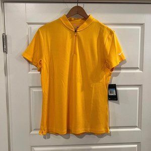 Women’s Nike 1/4 Zip Dri-Fit Yellow PoloShirt Blade Collar Sz Medium NWT